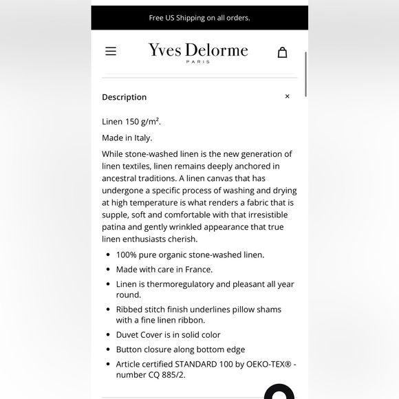 Yves Delorme Bronze Linen Queen Duvet and 2 Euro Shams - Picture 3 of 8